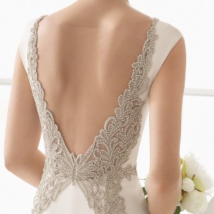 rosa clara 2017 bridal cap sleeves bateau neck simple clean elegant sheath wedding dress open low back chapel train (naima) mv zbv
