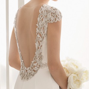 rosa clara 2017 bridal embellished cap sleeves bateau neck simple clean elegant sheath wedding dress open low back chapel train (naira) mv bv