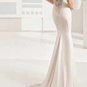 rosa clara 2017 bridal embroidered cap sleeves bateau neckline simple clean elegant sheath wedding dress open low back chapel train (naipe)  bv