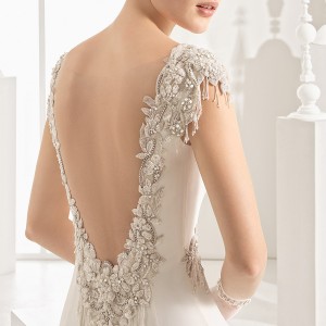 rosa clara 2017 bridal embroidered cap sleeves bateau neckline simple clean elegant sheath wedding dress open low back chapel train (naipe) zbv mv