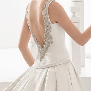 rosa clara 2017 bridal sleeveless bateau neck simple drop waist a  line wedding dress pockets open low back chapel train (nasia) zbv