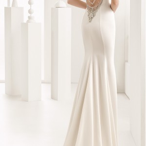 rosa clara 2017 bridal sleeveless bateau neckline simple clean elegant sheath wedding dress beaded back sweep train (naisha) bv
