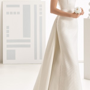 rosa clara 2017 bridal sleeveless bateau neckline simple clean elegant sheath wedding dress open low back chapel train (navas)  fv