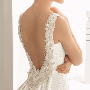 rosa clara 2017 bridal sleeveless bateau neckline simple clean elegant sheath wedding dress open low back chapel train (navas) mv zbv