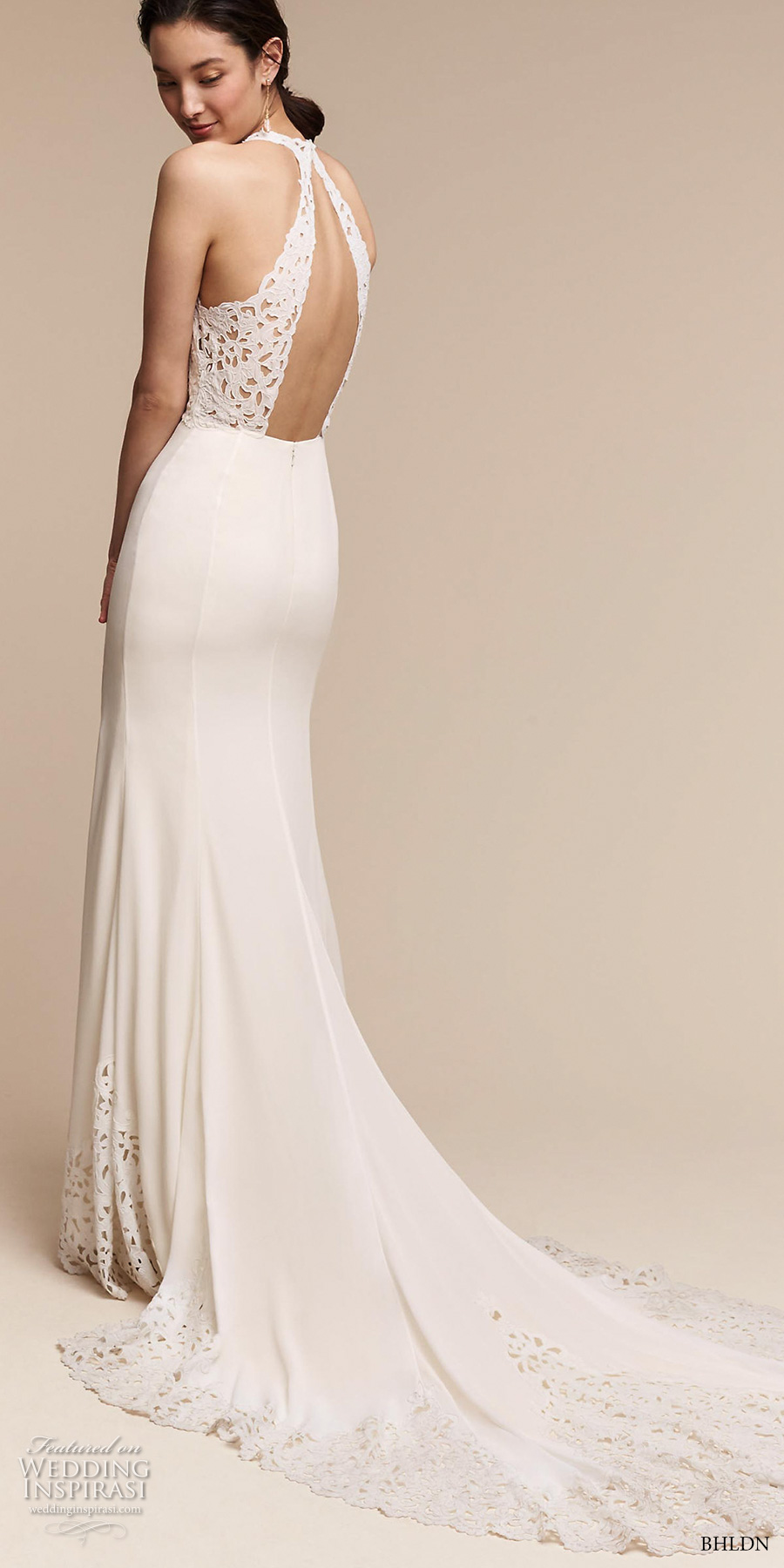 bhldn spring 2017 bridal sleeveless deep v neck heavily emebellished bodice elegant romantic fit and flare wedding dress keyhole back chapel train (cruz) bv