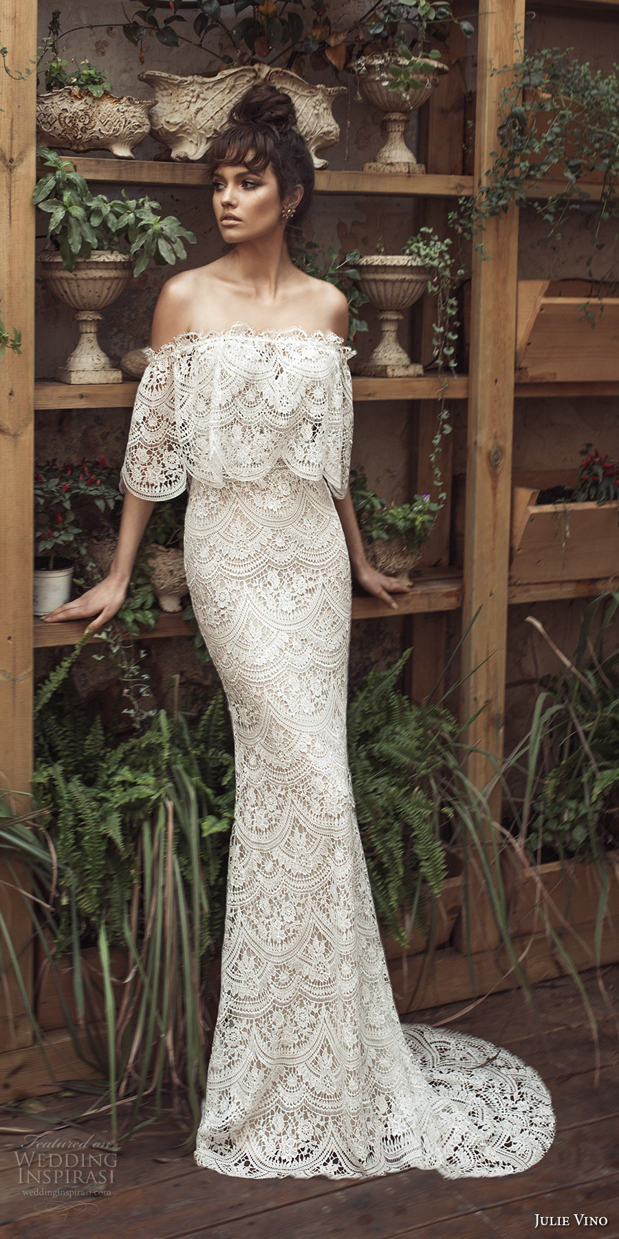 julie vino 2017 bridal off the shoulder straight across cape full embellishment romantic bohemian fit and flare wedding dress sweep train (1254) mv julie vino 2017 bridal off the shoulder straight across cape full embellishment romantic bohemian fit and flare wedding dress sweep train (1254) mv