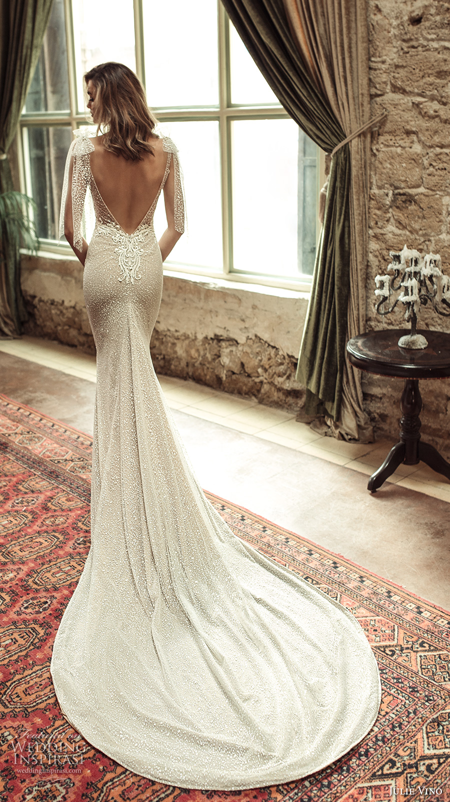 julie vino 2017 bridal sleeveless deep v neck heavily embellished bodice sexy elegant fit and flare wedding dress open low back chapel train (1256) bv mv julie vino 2017 bridal sleeveless deep v neck heavily embellished bodice sexy elegant fit and flare wedding dress open low back chapel train (1256) bv mv