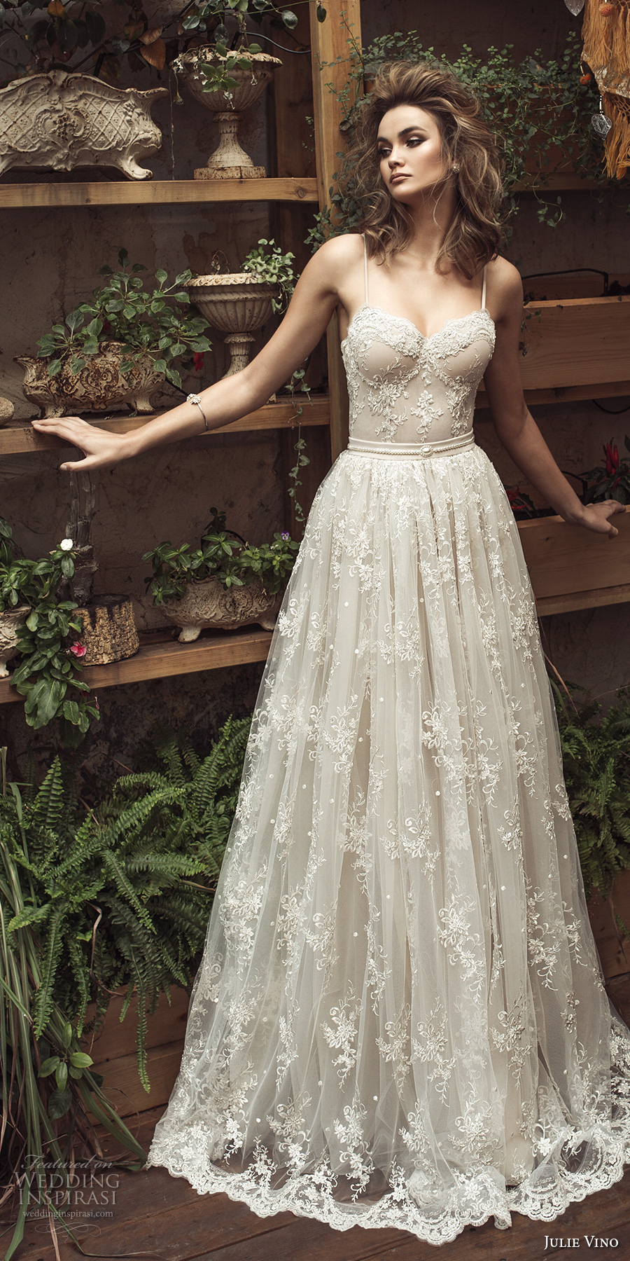 julie vino 2017 bridal spagetti strap sweetheart neckline full embellishment bustier romantic sexy a line wedding dress sweep train (1257) mv julie vino 2017 bridal spagetti strap sweetheart neckline full embellishment bustier romantic sexy a line wedding dress sweep train (1257) mv