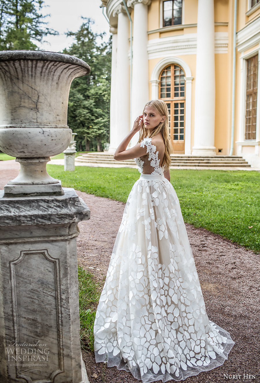 nurit hen 2017 bridal cap sleeves deep v neck full embellishment romantic a  line ball gown wedding dress open v back sweep train (1) bv