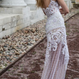 nurit hen 2017 bridal sleeveless thick strap v neck full embellishment sheer skirt elegant sheath wedding dress open half back sweep train (5) bv