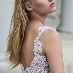 nurit hen 2017 bridal sleeveless thick strap v neck full embellishment sheer skirt elegant sheath wedding dress open half back sweep train (5) zbv