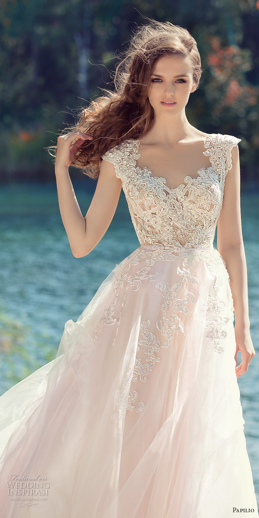 papilio 2017 bridal cap sleeves v neck heavily embellished bodice tulle skirt romantic blush color a line wedding dress open low v back royal train (hornbill) zv papilio 2017 bridal cap sleeves v neck heavily embellished bodice tulle skirt romantic blush color a line wedding dress open low v back royal train (hornbill) zv