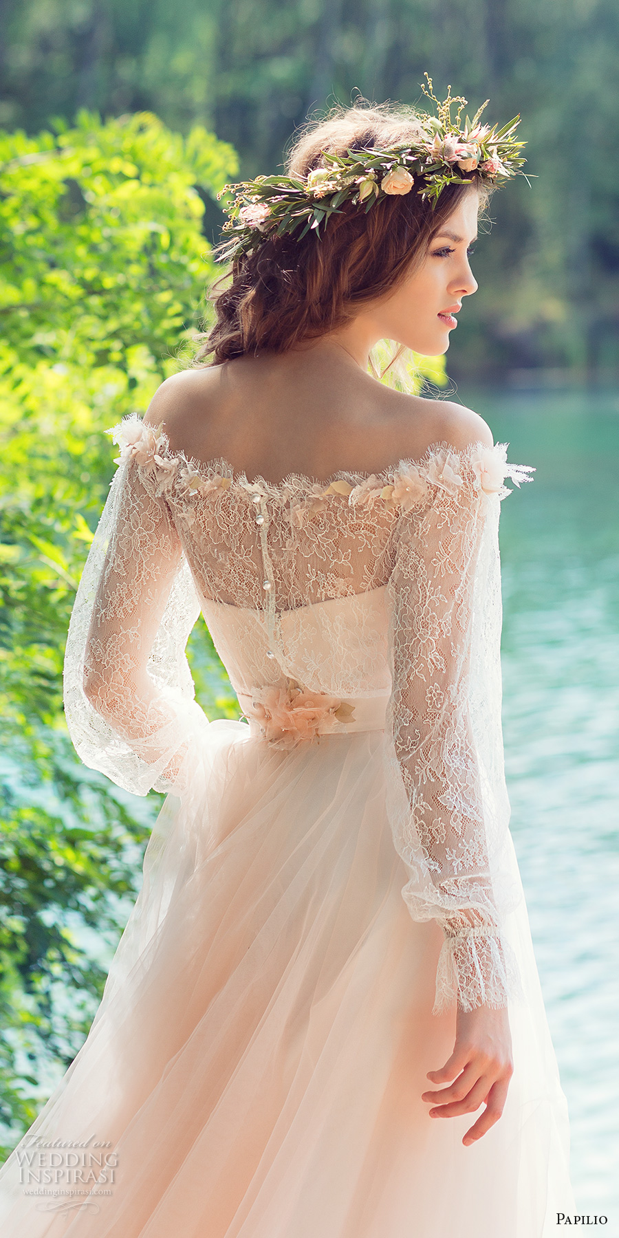 papilio 2017 bridal long sleeves off the shoulder sweetheart neckline heavily embellished bodice peach color romantic a line wedding dress chapel train (cockatiel) zbv papilio 2017 bridal long sleeves off the shoulder sweetheart neckline heavily embellished bodice peach color romantic a line wedding dress chapel train (cockatiel) zbv