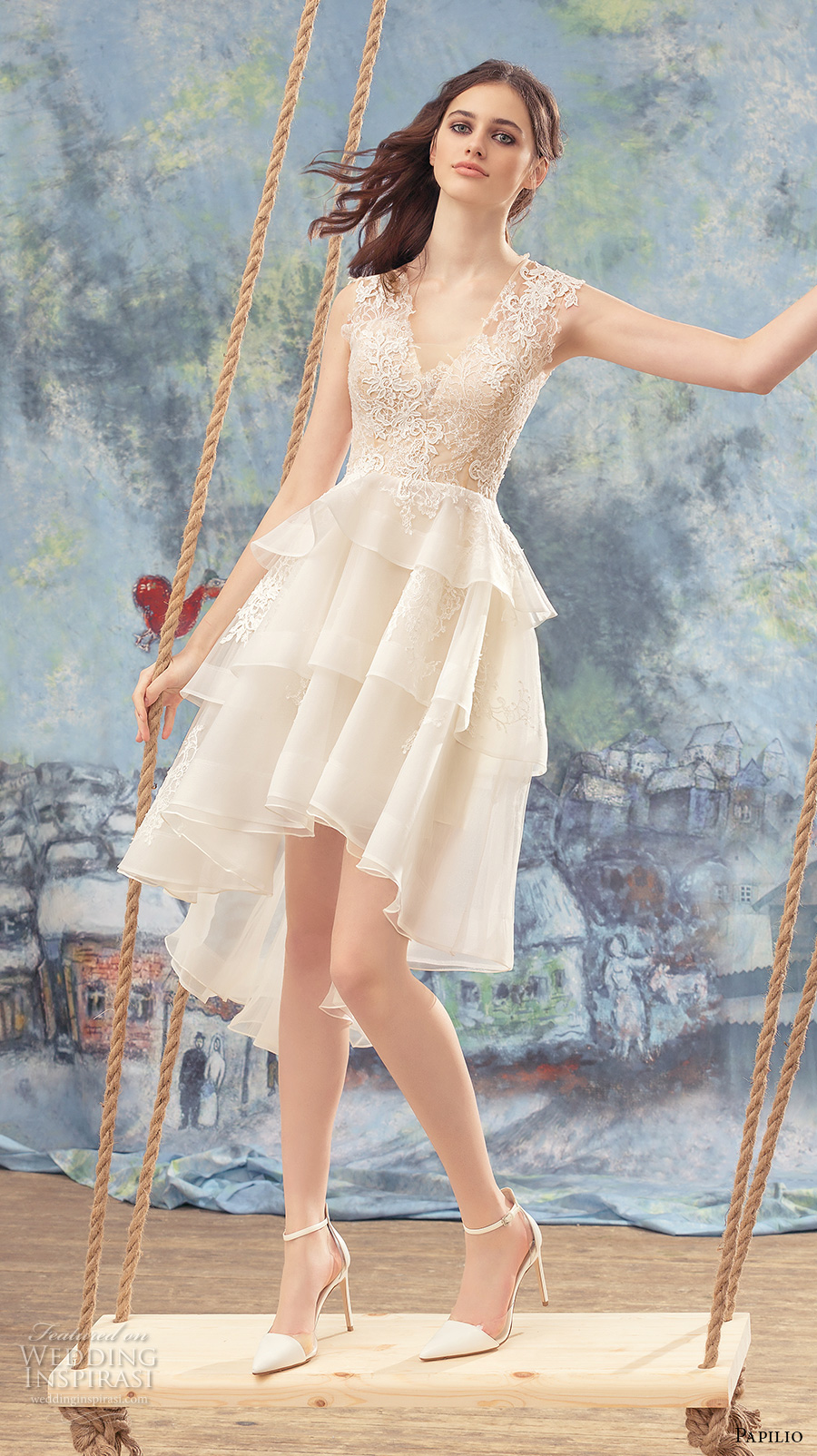 papilio 2017 bridal sleeveless v neck heavily embellished bodice layered skirt romantic above the knee short wedding dress covered lace back (peacock) mv papilio 2017 bridal sleeveless v neck heavily embellished bodice layered skirt romantic above the knee short wedding dress covered lace back (peacock) mv
