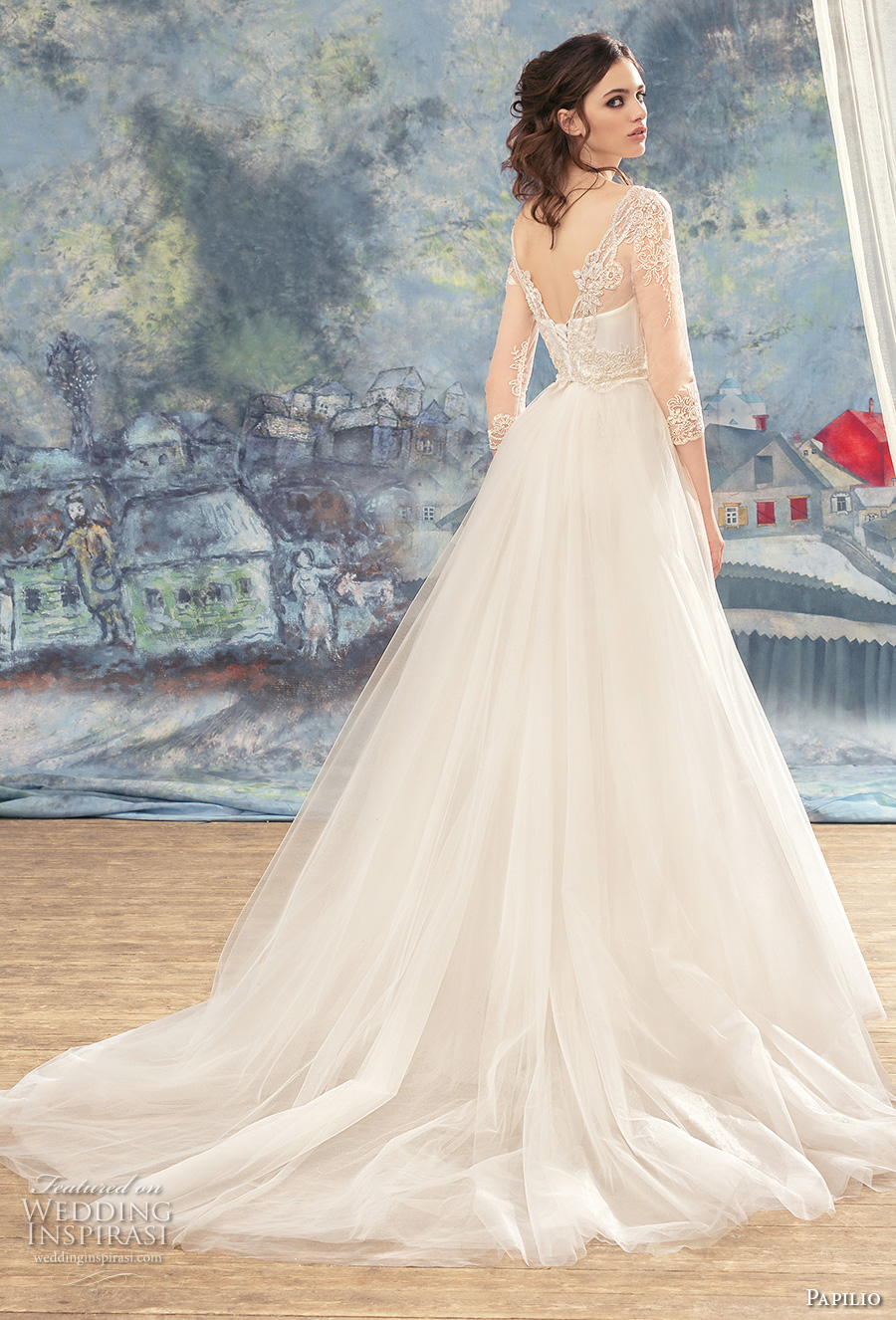 papilio 2017 bridal three quarter sleeves sheer bateau semi sweetheart neckline heavily embellished bodice elegant sheath wedding dress a line overskirt chapel train (halcyon) bv papilio 2017 bridal three quarter sleeves sheer bateau semi sweetheart neckline heavily embellished bodice elegant sheath wedding dress a line overskirt chapel train (halcyon) bv