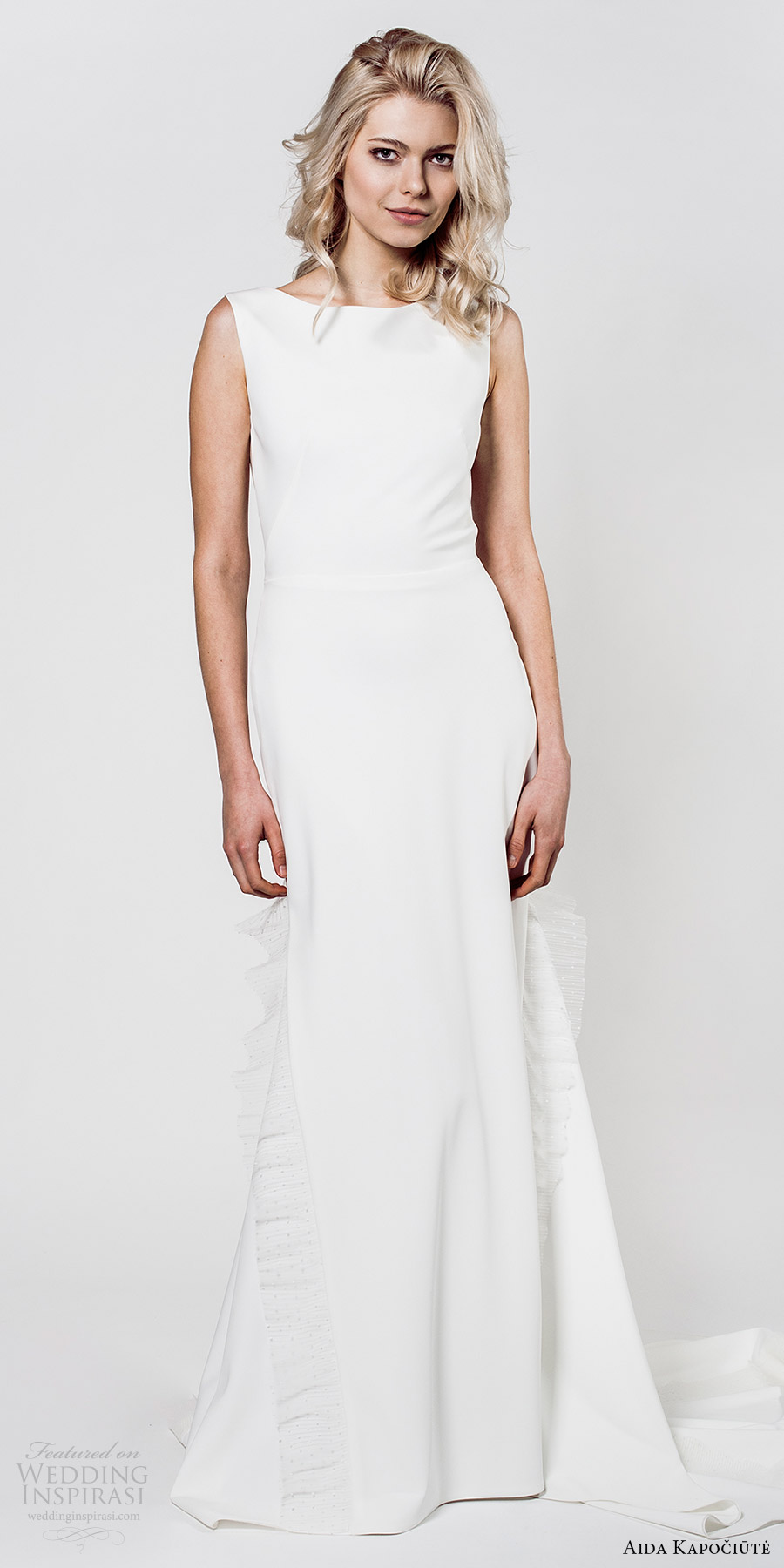 aida kapociute 2017 bridal sleeveless bateau neck minimally embellished a line trumpet wedding dress (12) mv