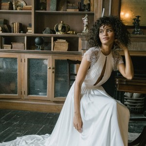 alexandra grecco fall 2017 bridal illusion cap sleeves jewel neck keyhole a line wedding dress (paloma) fv train
