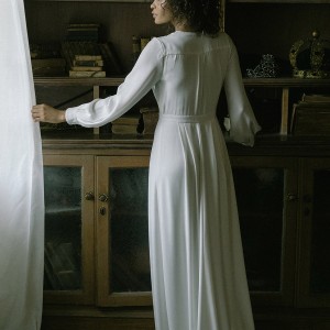 alexandra grecco fall 2017 bridal long sleeves deep v neck minimal embellishment a line wedding dress (edith) bv
