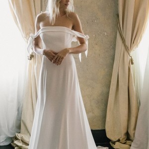 alexandra grecco fall 2017 bridal off shoulder straight across a line wedding dress (etienne) mv