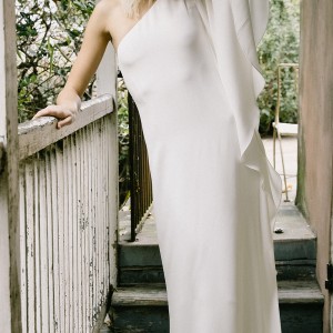 alexandra grecco fall 2017 bridal one shoulder unembellished column wedding dress (orla) mv
