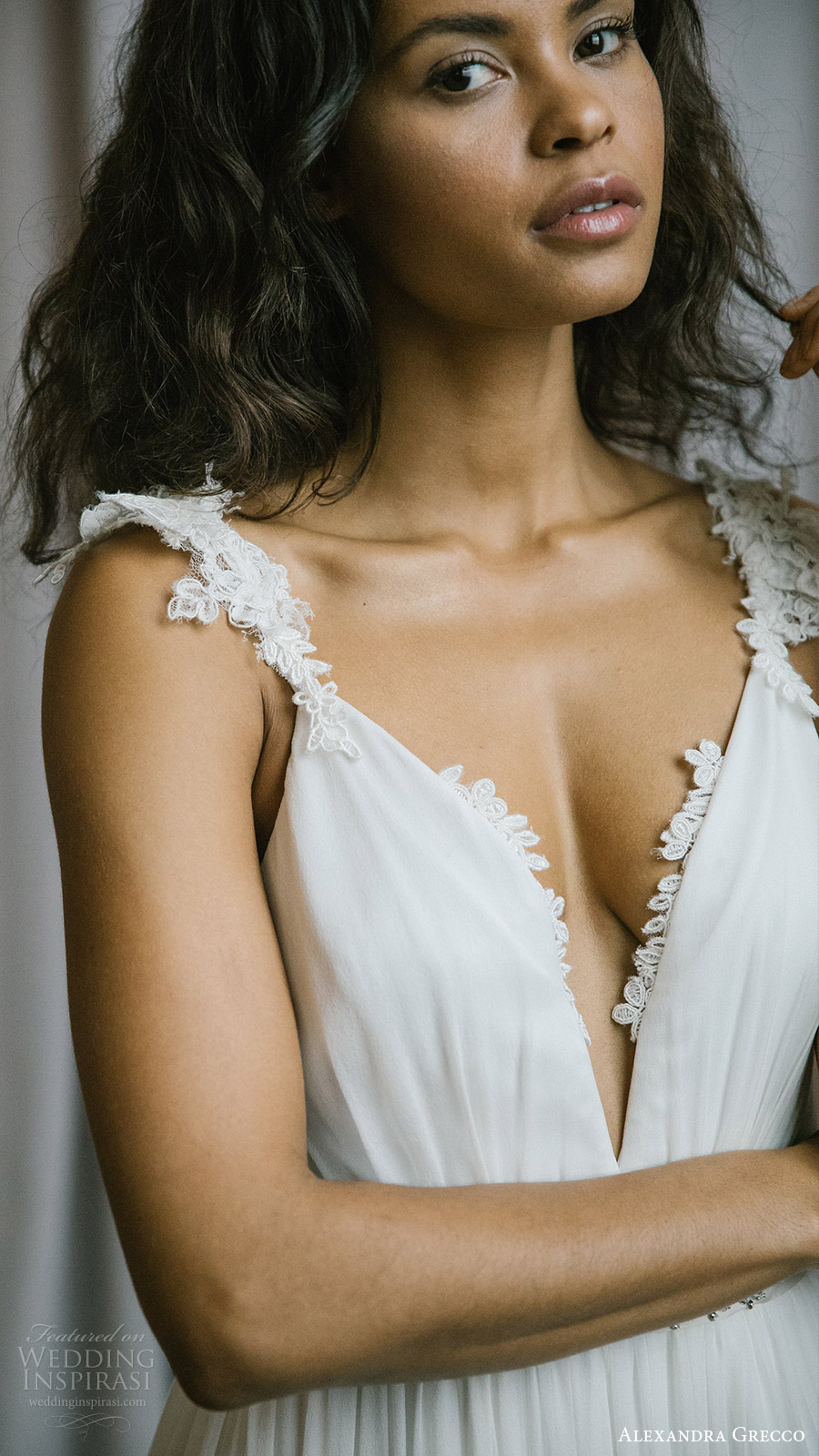 alexandra grecco fall 2017 bridal sleeveless lace straps sweetheart ruched bodice a line wedding dress (esme) zfv