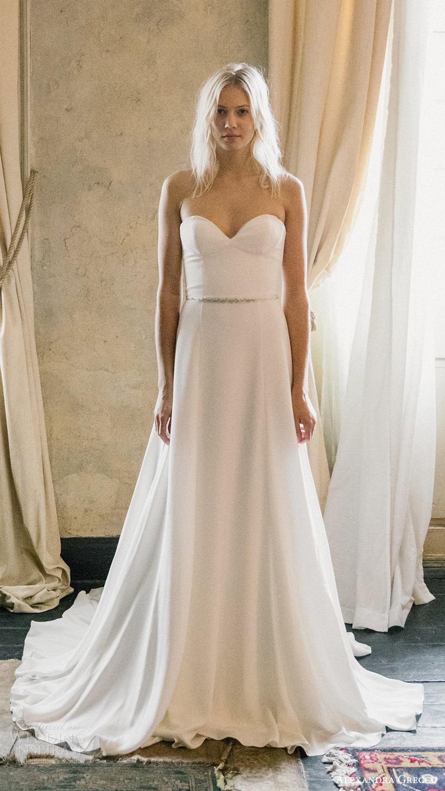 alexandra grecco fall 2017 bridal strapless sweetheart minimal embellishment a line wedding dress (emma) fv 