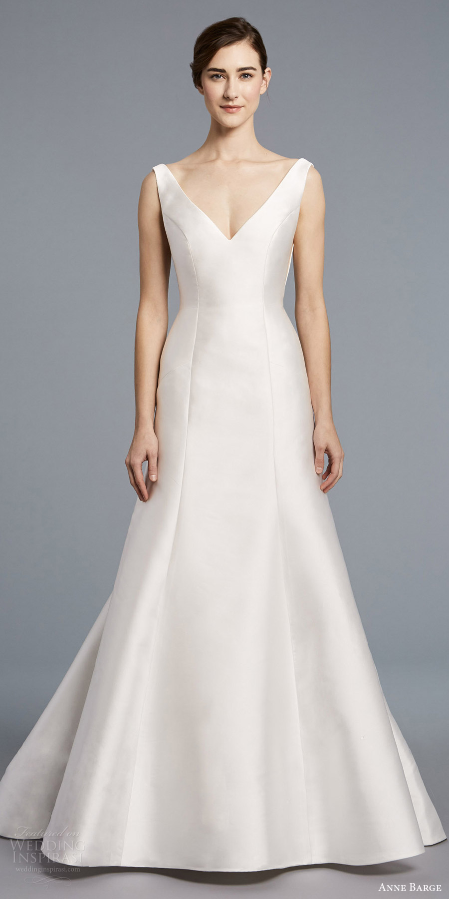 anne barge spring 2018 bridal sleeveless thick straps v neck seam clean trumpet wedding dress (candice) mv