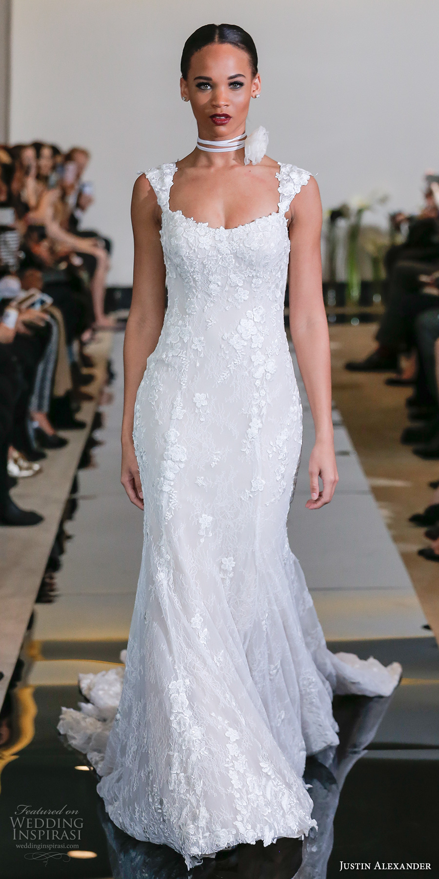 justin alexander spring 2018 bridal sleeveless thick strap square neckline full embellishment elegant fit and flare wedding dress chapel train (21) mv