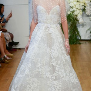 monique lhuillier spring 2018 bridal strapless illusion jewel sweetheart neckline capelet full embellishment a  line wedding dress sweep train (beatrice) mv