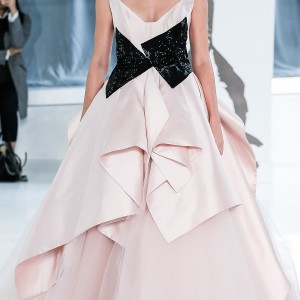 peter langner spring 2018 bridal sleeveless v neck black accent simple pink princess ball gown wedding dress open v back chapel train (01) mv