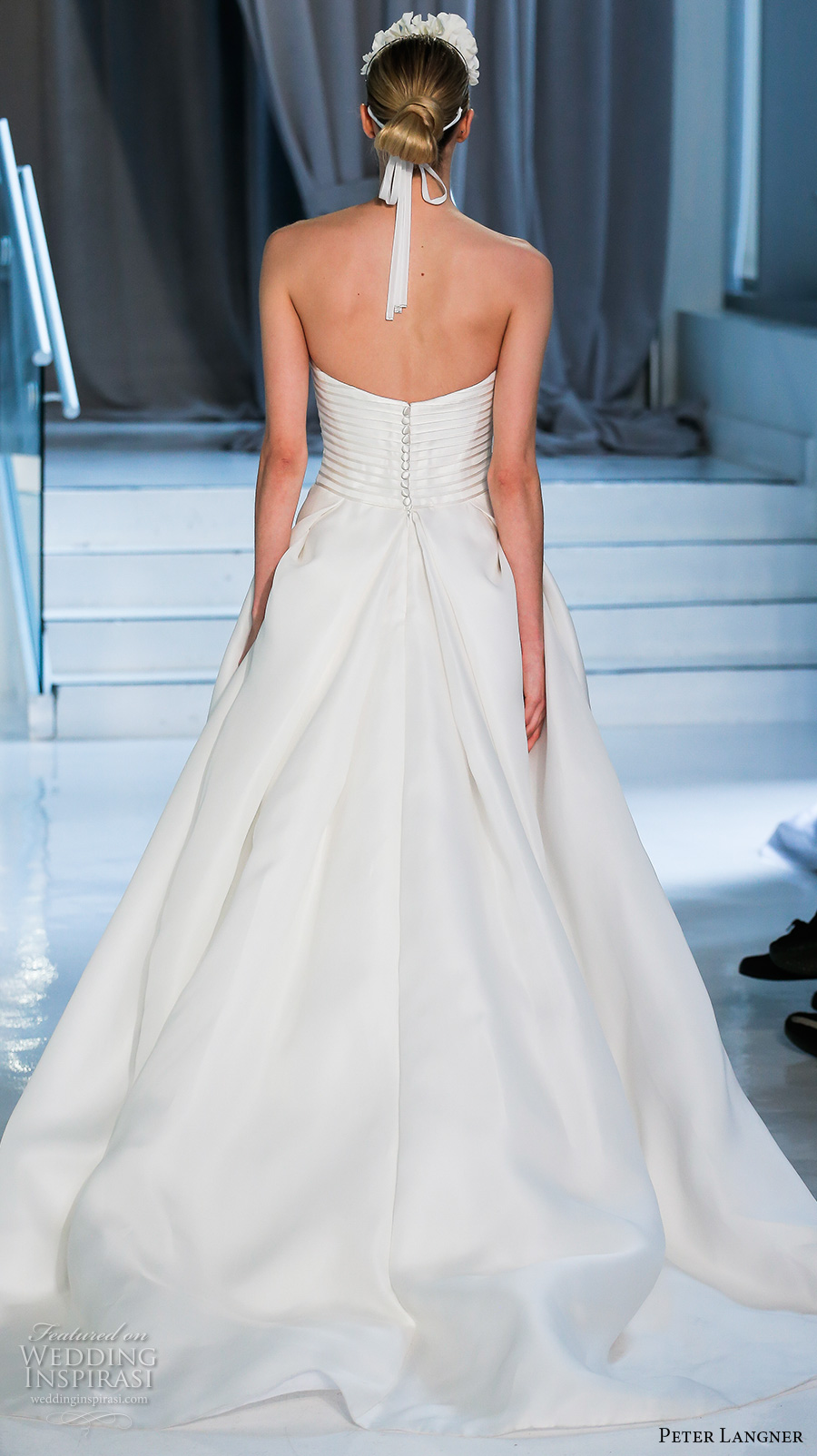 peter langner spring 2018 bridal strapless straight across lightly embellished bodice simple romantic elegant a  line wedding dress chapel train (07) bv