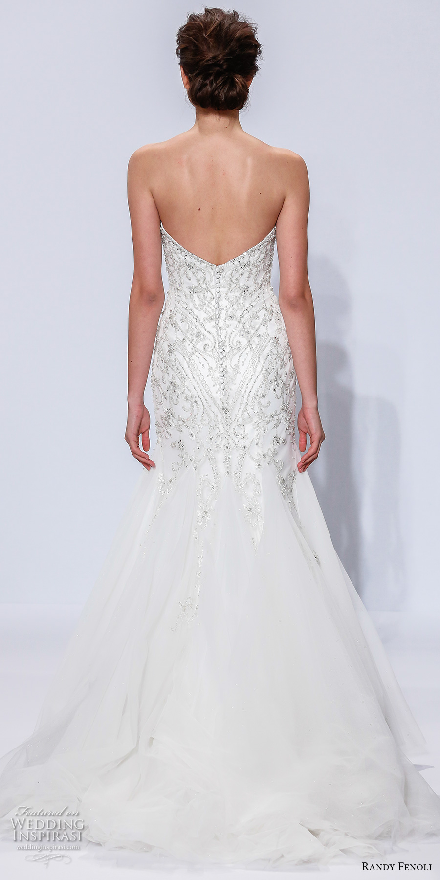 randy fenoli spring 2018 bridal strapless semi sweetheart neckline heavily embellished bodice beaded tulle skirt mermaid wedding dress chapel train (13) bv