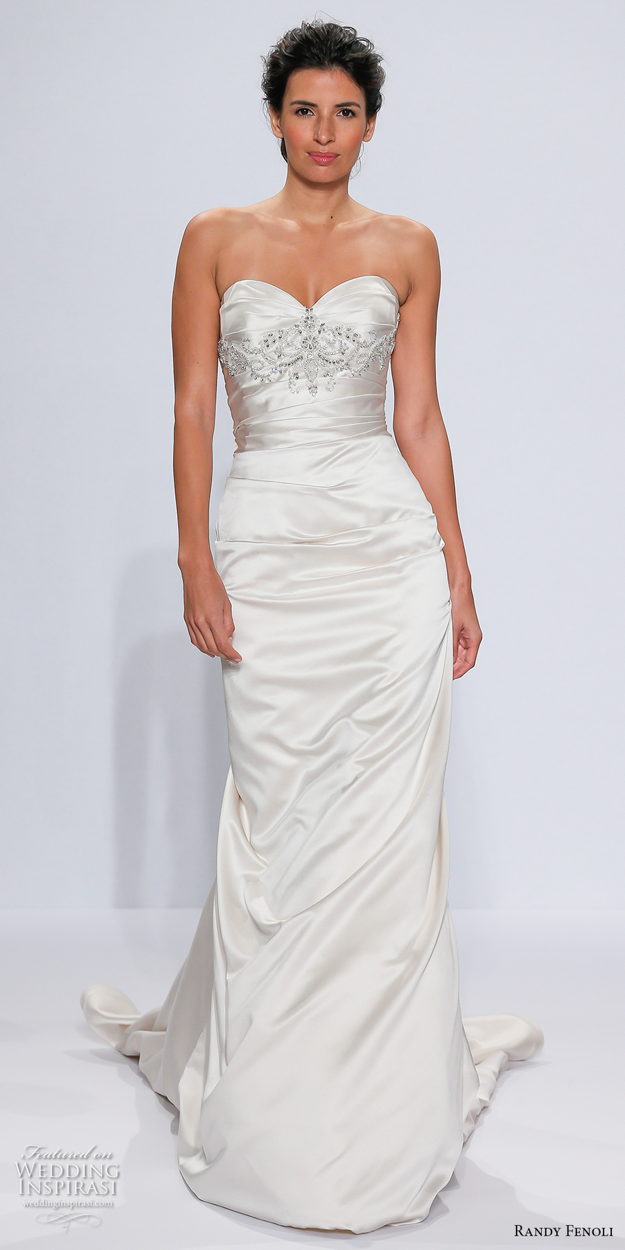 randy fenoli spring 2018 bridal strapless sweetheart neckline ruched bodice satin elegant sheath wedding dress corset back chapel train (17) mv randy fenoli spring 2018 bridal strapless sweetheart neckline ruched bodice satin elegant sheath wedding dress corset back chapel train (17) mv