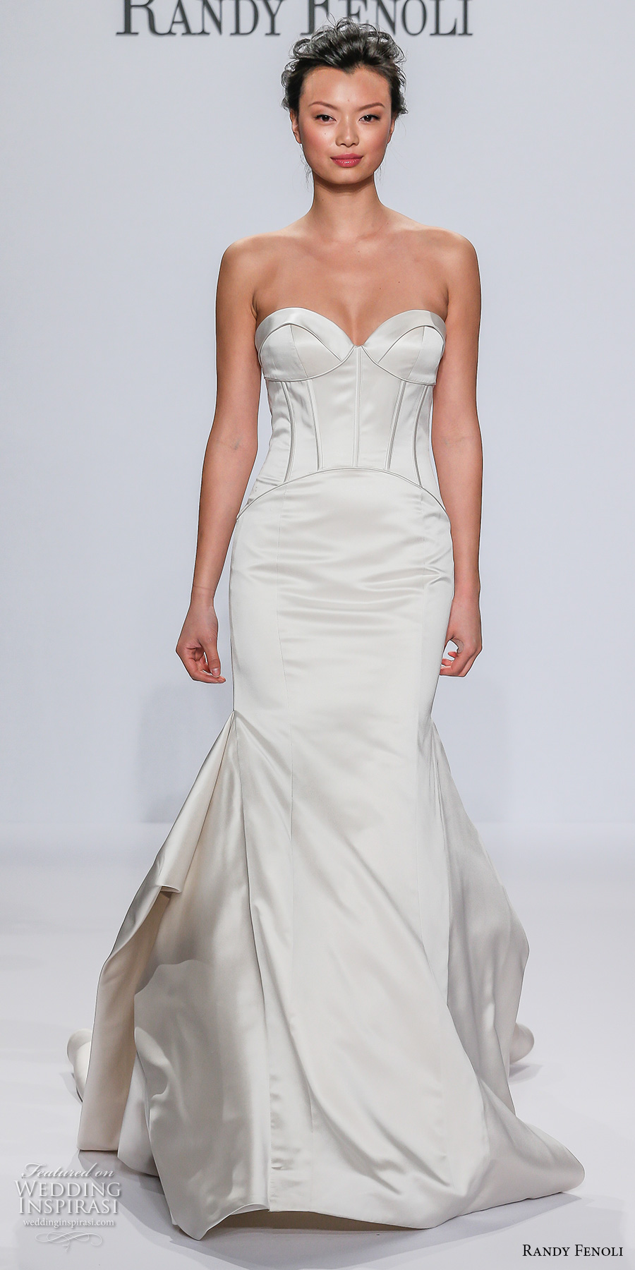 randy fenoli spring 2018 bridal strapless sweetheart neckline simple busiter satin elegant fit and flare wedding dress chapel train (09) mv randy fenoli spring 2018 bridal strapless sweetheart neckline simple busiter satin elegant fit and flare wedding dress chapel train (09) mv