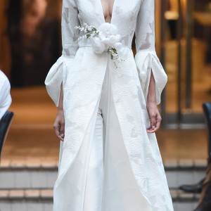 sachin babi spring 2018 bridal long sleeves v neck floor length coat pant (1) mv