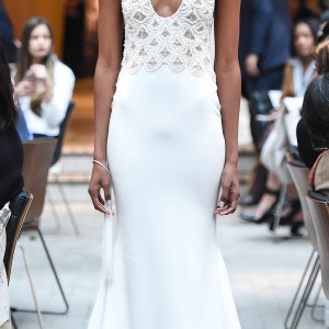 sachin babi spring 2018 bridal strapless deep scoop embellished bodice sheath wedding dress (7) mv