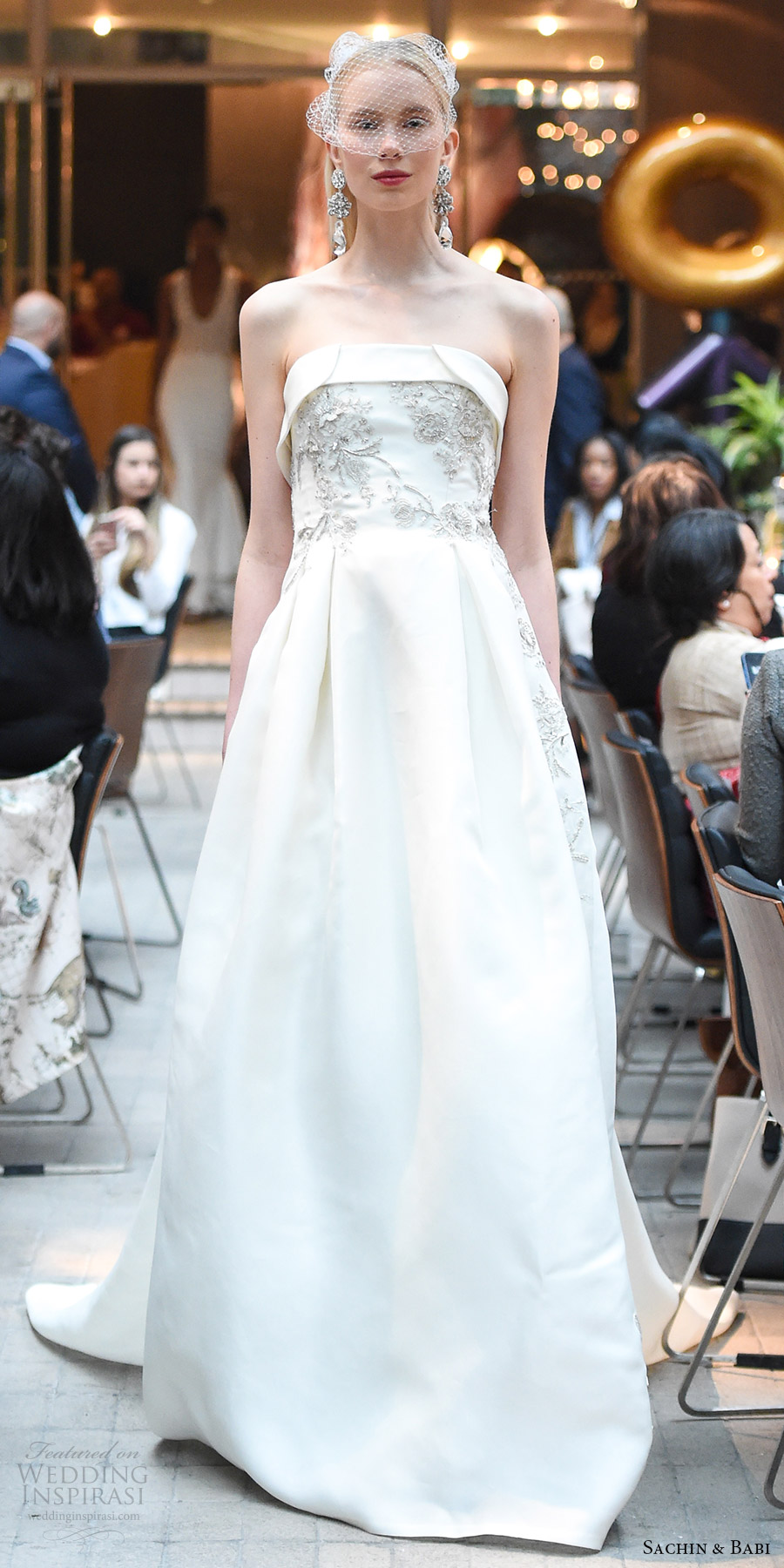 sachin babi spring 2018 bridal strapless straight across embellished bodice a line wedding dress (6) mv