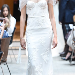 sachin babi spring 2018 bridal strapless sweetheart corset bodice tulle wrap lace trumpet wedding dress (8) mv