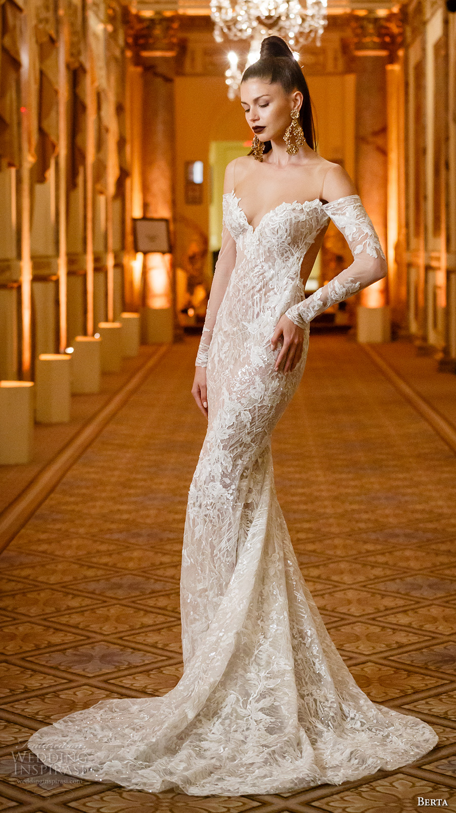 berta spring 2018 bridal long sleeves off the shoulder sweetheart neckline full embellishment elegant sexy fit and flare wedding dress open low back chapel train (02) mv berta spring 2018 bridal long sleeves off the shoulder sweetheart neckline full embellishment elegant sexy fit and flare wedding dress open low back chapel train (02) mv