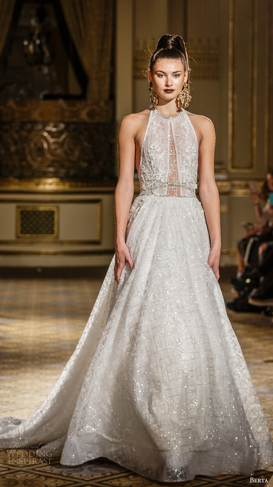 berta spring 2018 bridal sleeveless halter neck full embellishment glitter romantic a line wedding dress chapel train (19) mv berta spring 2018 bridal sleeveless halter neck full embellishment glitter romantic a line wedding dress chapel train (19) mv