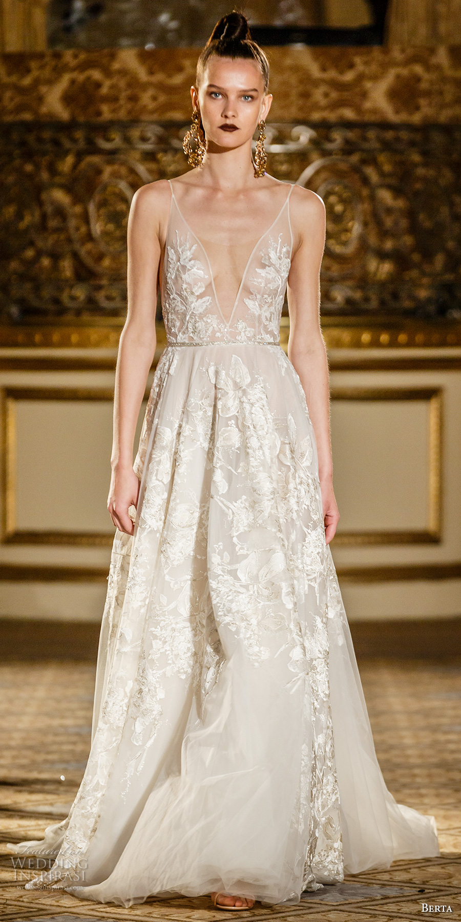 berta spring 2018 bridal spagetti strap deep plunging v neck full embellishment romantic sexy modified a line wedding dress open back short train (03) mv berta spring 2018 bridal spagetti strap deep plunging v neck full embellishment romantic sexy modified a line wedding dress open back short train (03) mv
