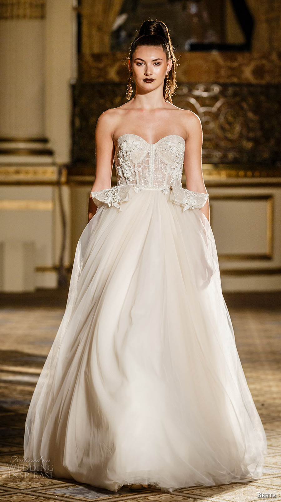 berta spring 2018 bridal strapless sweetheart neckline heavily embellished bodice bustier peplum romantic ball gown wedding dress chapel train (18) mv berta spring 2018 bridal strapless sweetheart neckline heavily embellished bodice bustier peplum romantic ball gown wedding dress chapel train (18) mv