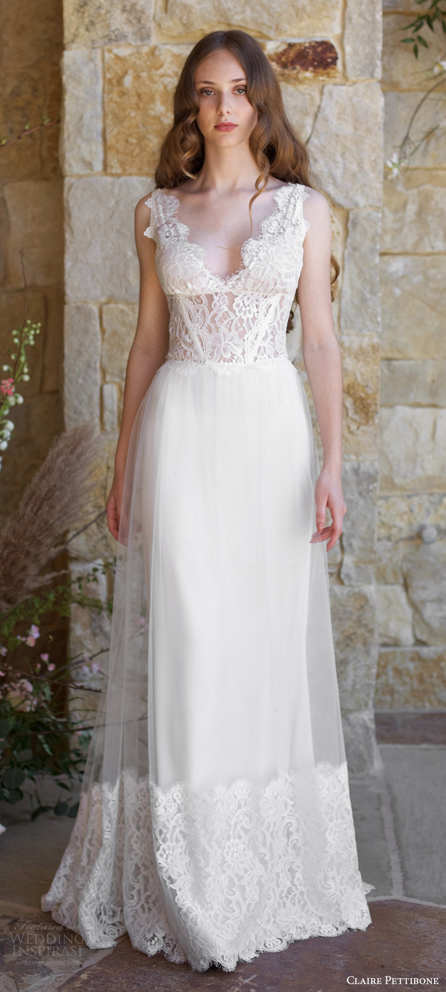 claire pettibone spring 2018 bridal sleeveless thick straps v neck lace bodice lace hem a line wedding dress (chardonnay) mv v back boho romantic short rain claire pettibone spring 2018 bridal sleeveless thick straps v neck lace bodice lace hem a line wedding dress (chardonnay) mv v back boho romantic short rain