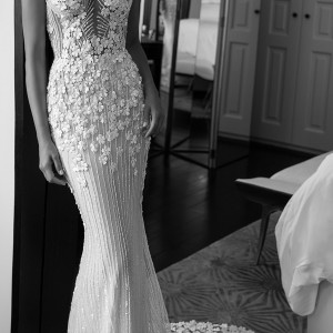 elihav sasson spring 2018 bridal sleeveless illusion jewel neck sweetheart fully embellished sheath wedding dress (vj 010) mv glam elegant chapel train