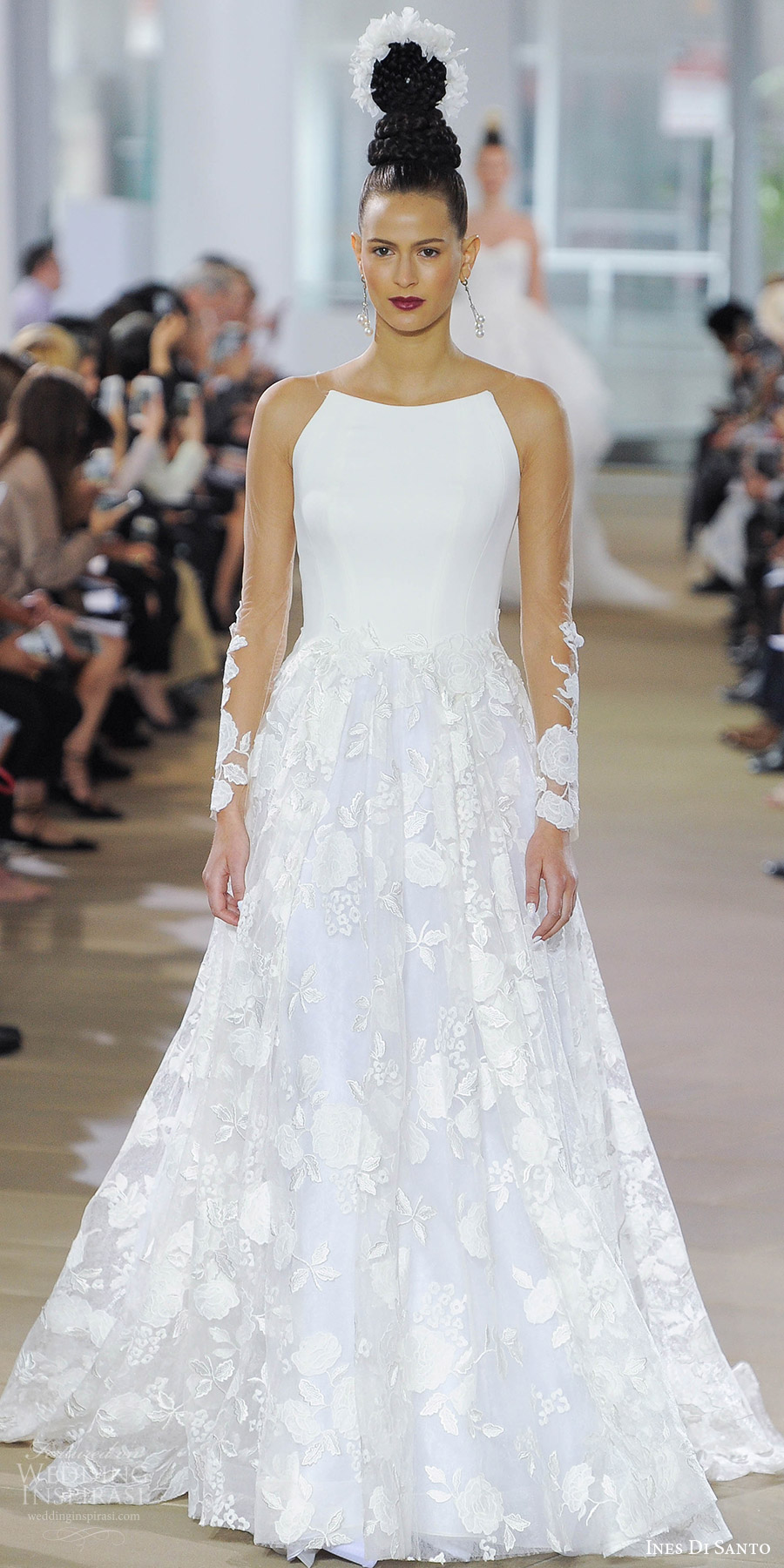 ines di santo spring 2018 bridal illusion long sleeves bateau neck clean bodice embroidered lace skirt ball gown wedding dress (catherine) mv romantic modern ines di santo spring 2018 bridal illusion long sleeves bateau neck clean bodice embroidered lace skirt ball gown wedding dress (catherine) mv romantic modern