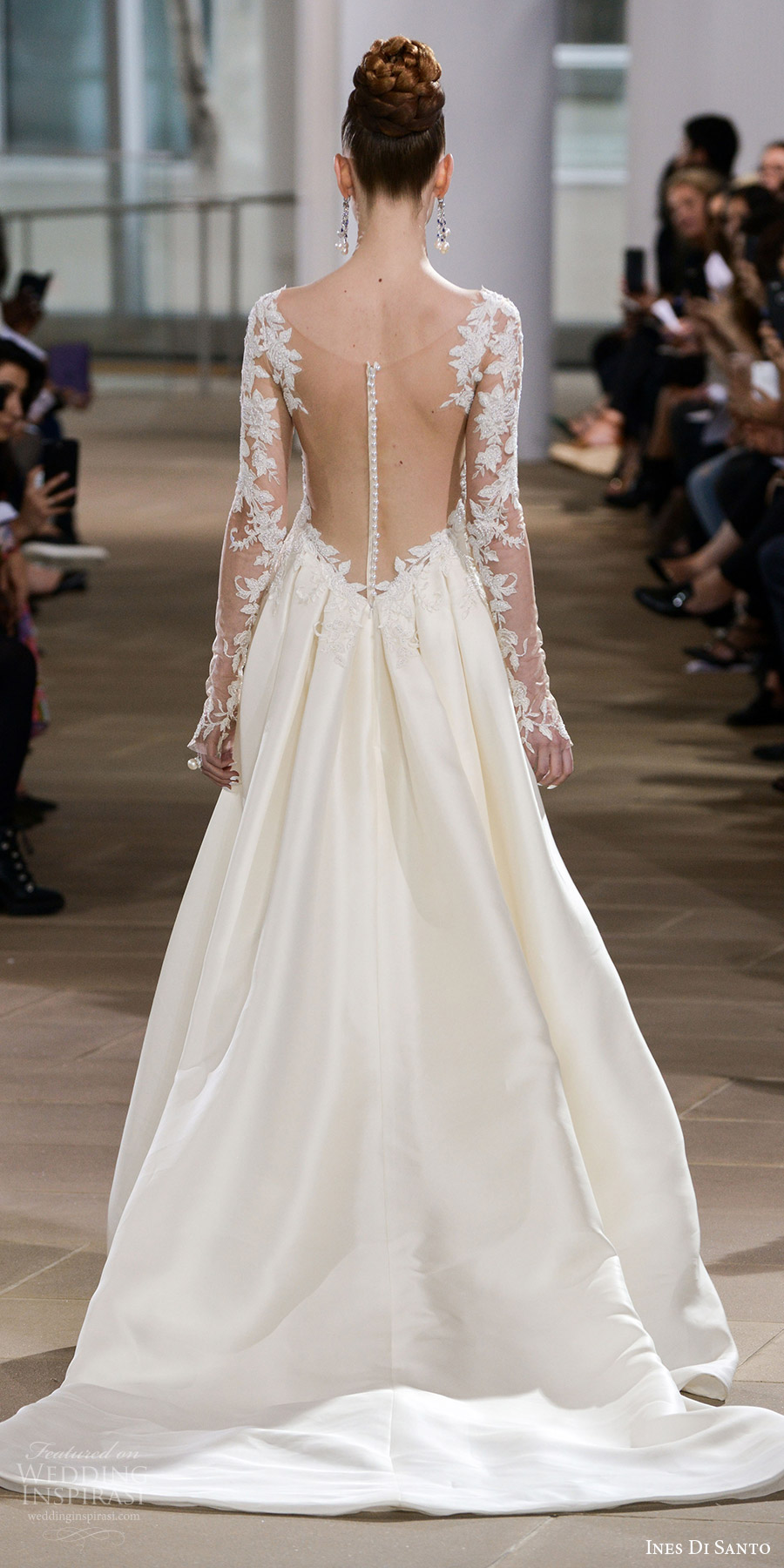 ines di santo spring 2018 bridal illusion long sleeves scoop neck sheath wedding dress (diana) bv sheer low back train romantic elegant ines di santo spring 2018 bridal illusion long sleeves scoop neck sheath wedding dress (diana) bv sheer low back train romantic elegant