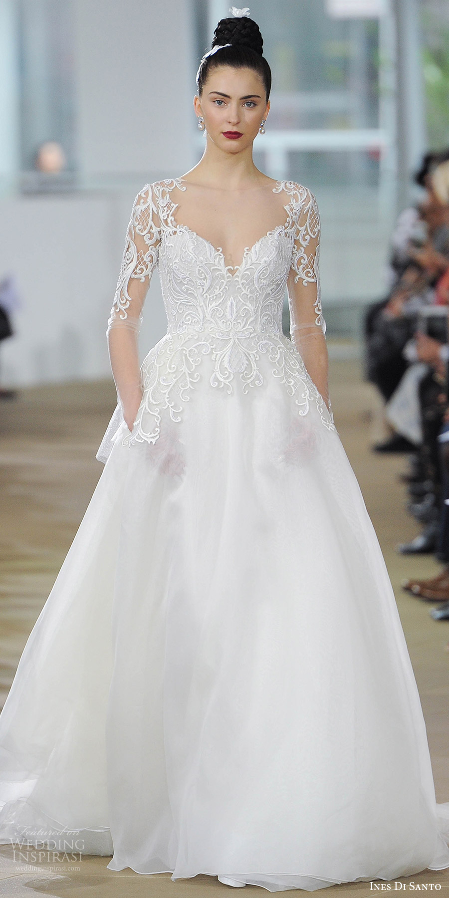 ines di santo spring 2018 bridal illusion long sleeves sweetheart neckline embroidered bodice ball gown wedding dress (cyra) mv romantic elegant ines di santo spring 2018 bridal illusion long sleeves sweetheart neckline embroidered bodice ball gown wedding dress (cyra) mv romantic elegant