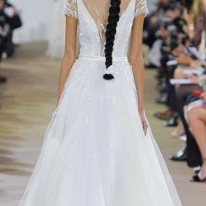 ines di santo spring 2018 bridal illusion short sleeves deep v neck beaded bodice a line wedding dress (circe) mv sheer v back romantic
