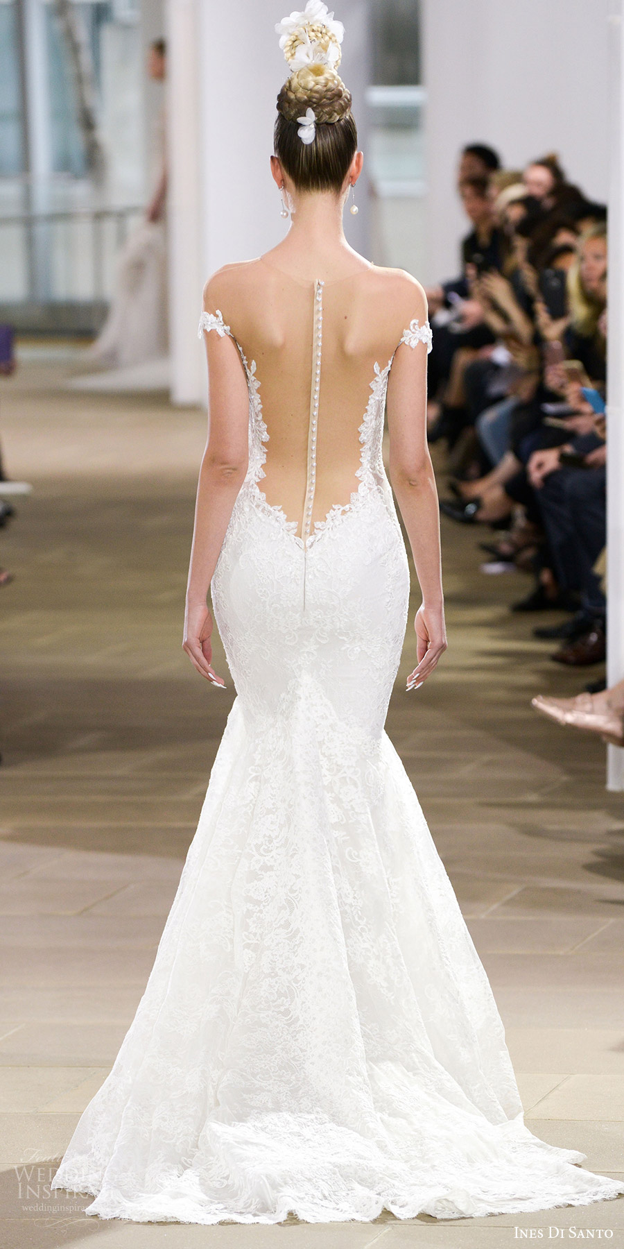 ines di santo spring 2018 bridal off shoulder plunging v neck  mermaid lace wedding dress (haydon) bv sheer low back glam