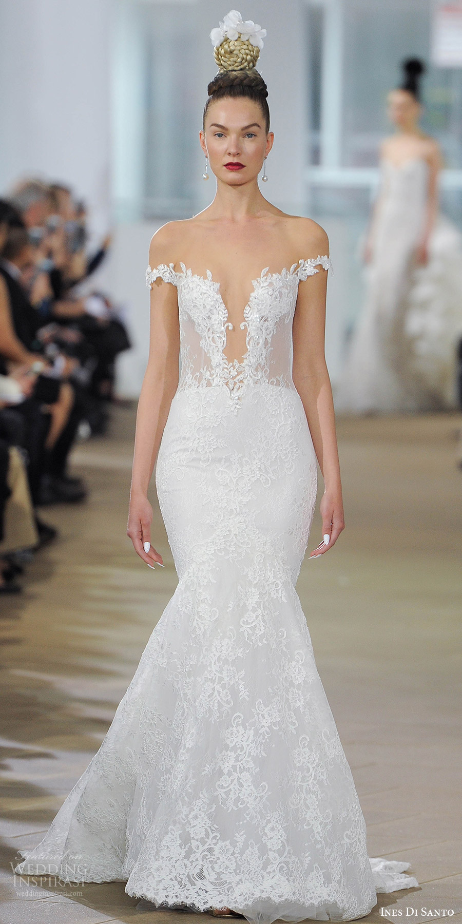 ines di santo spring 2018 bridal off shoulder plunging v neck mermaid lace wedding dress (haydon) mv sheer low back glam ines di santo spring 2018 bridal off shoulder plunging v neck mermaid lace wedding dress (haydon) mv sheer low back glam